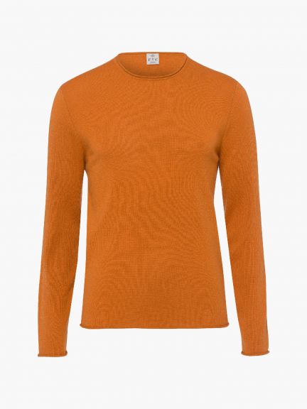 Round Neck Sweater with Rolledge