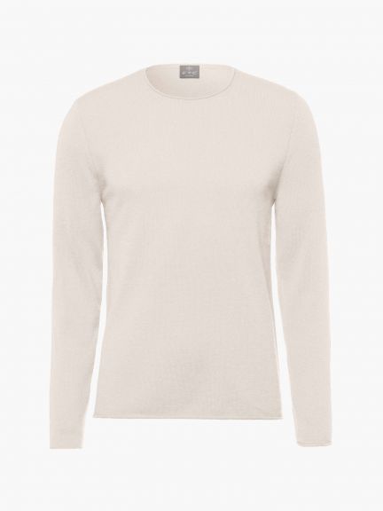 Cashmere Crew Neck Sweater with Rolledge