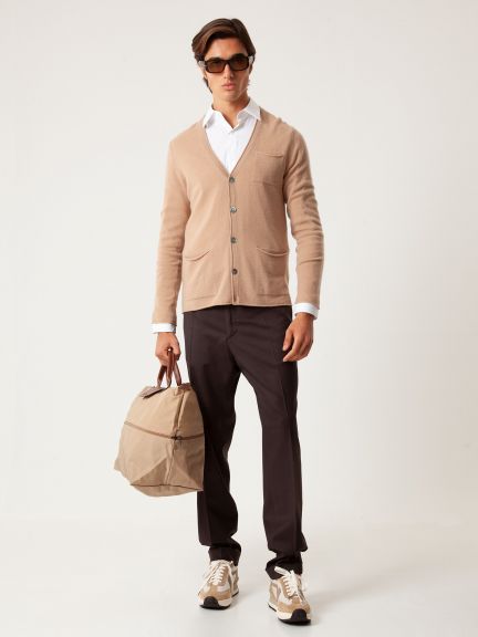 Cashmere Cardigan with Rolledge