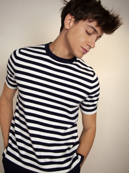 Knitted T-Shirt with Stripes