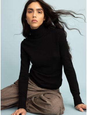 Rollkragenpullover im Single-Knit
