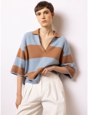 Polo pullover with stripes